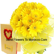 Yellow Gerberas Bunch With Card